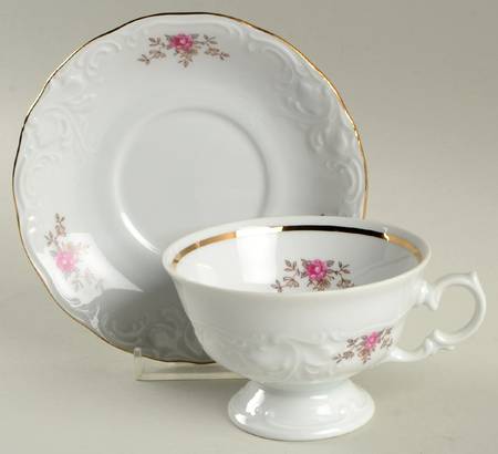 Tea Rose Footed Cup & Saucer Set