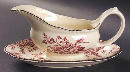 Colonial Rose Pink Gravy Boat & Underplate/Relish
