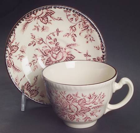 Colonial Rose Pink Flat Cup & Saucer Set