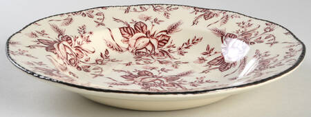 Colonial Rose Pink Rim Soup Bowl