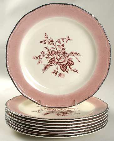 Colonial Rose Pink Accent Dinner Plate - Set of 8