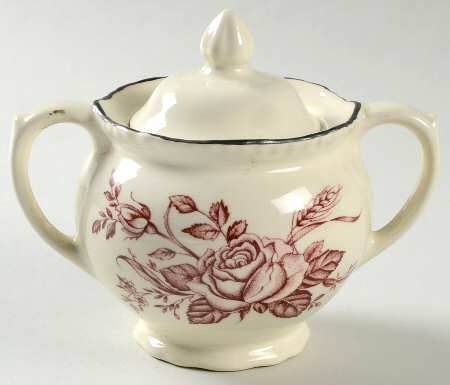 Colonial Rose Pink Sugar Bowl & Lid