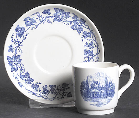 Monticello Blue (Grapevine Rim) Flat Demitasse Cup & Saucer Set