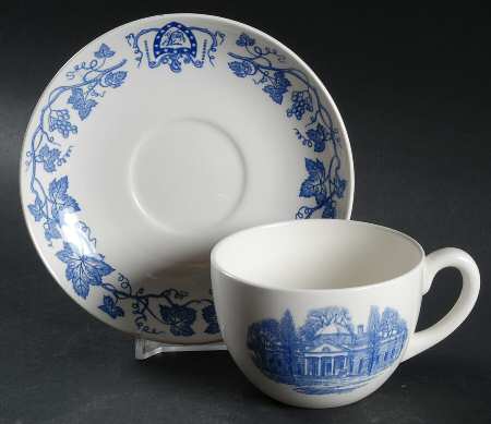 Monticello Blue (Grapevine Rim) Flat Cup & Saucer Set
