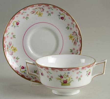Bianca ("W" Wedgwood Mark Only) Footed Cream Soup Bowl & Saucer Set