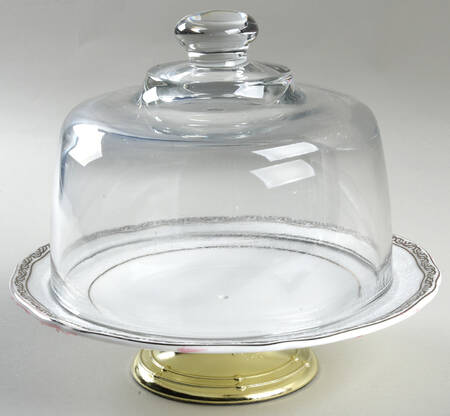 Queen's Lace 6 1/2"-7 1/2" Footed Cheese Plate w/ Glass Dome HC