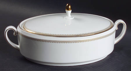 Golden Grosgrain Oval Covered Vegetable