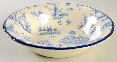 Toille de Jouy Blue (Scallop) Rim Soup Bowl