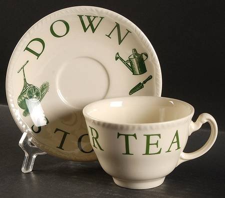 The Kitchen Garden Green Flat Cup & Saucer Set