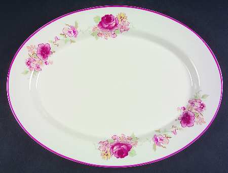 Vintage Rose 14" Oval Serving Platter