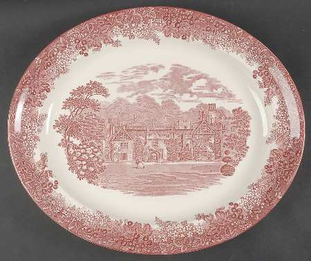 Romantic England Red 16" Oval Serving Platter