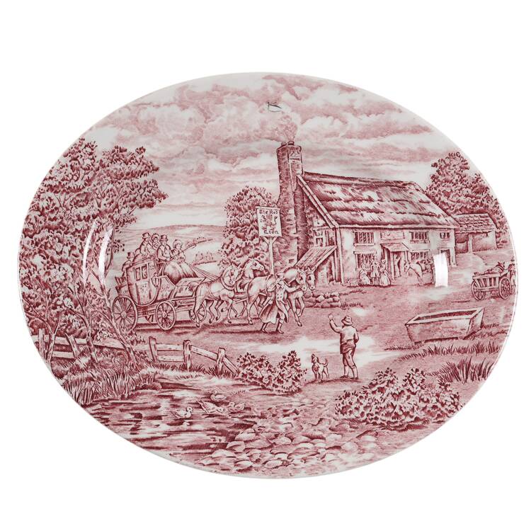 Post House Pink (Newer, Continental Shape) 12" Oval Serving Platter