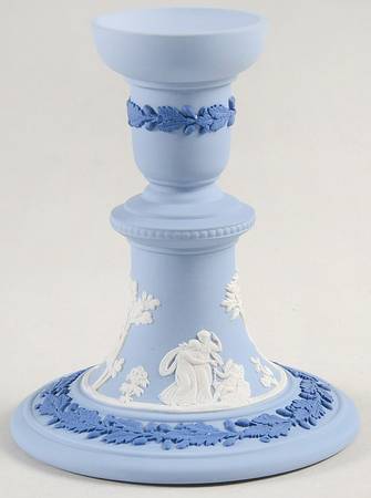 Cream Color and Portland Blue on Lavender 5" Candlestick
