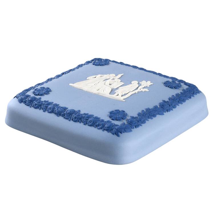 Cream Color and Portland Blue on Lavender Lid for Square Box