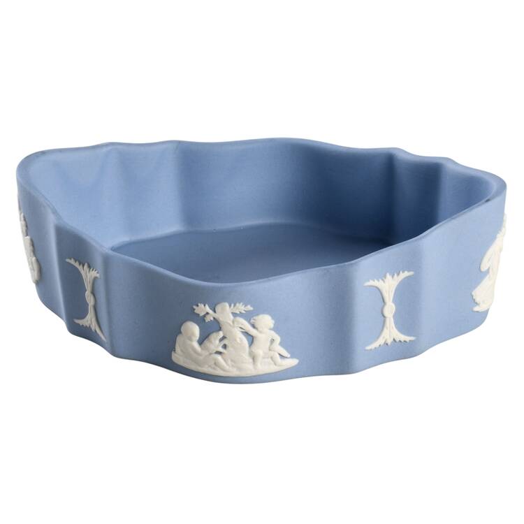 Cream Color and Portland Blue on Lavender Silver/Candy Box-No Lid