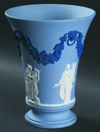 Cream Color and Portland Blue on Lavender Bacchus Vase