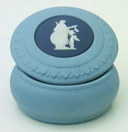 Cream Color and Portland Blue on Lavender 2" Round Box & Lid