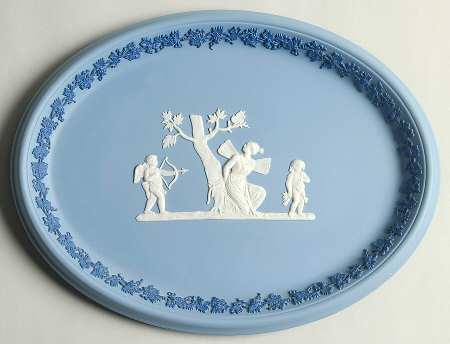 Cream Color and Portland Blue on Lavender 10" Oval Tray
