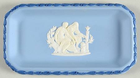 Cream Color and Portland Blue on Lavender 6" Oblong Tray