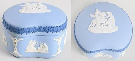 Cream Color and Portland Blue on Lavender Bean Box & Lid