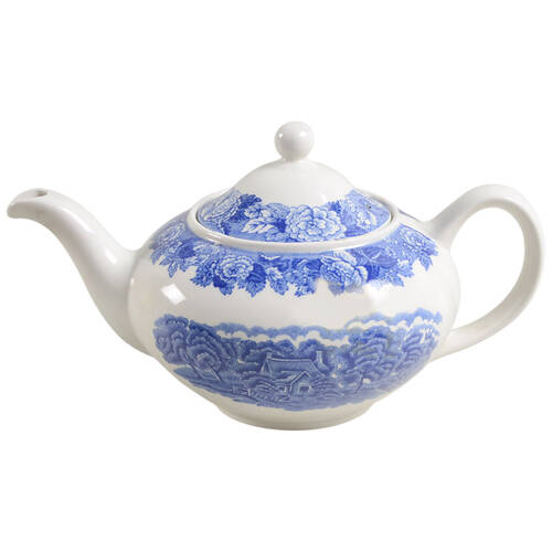 English Scenery Blue (Continental Shape) Teapot & Lid