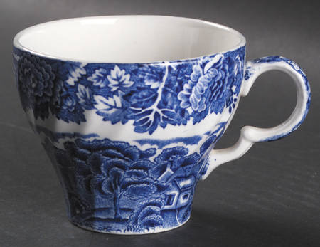 English Scenery Blue (Lion Backstamp, Swirl) Flat Cup
