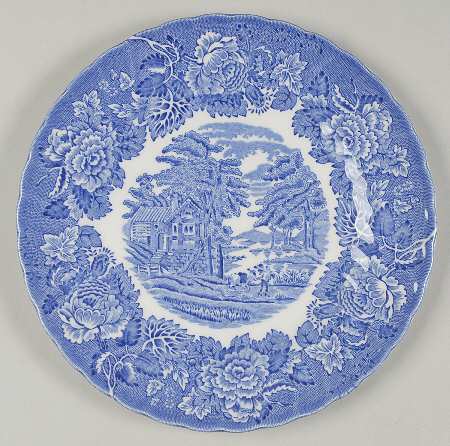 English Scenery Blue (Lion Backstamp, Swirl) Salad Plate
