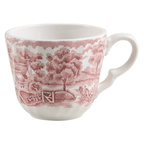 English Scenery Pink (Black Backstamp, Scallop) Flat Demitasse Cup