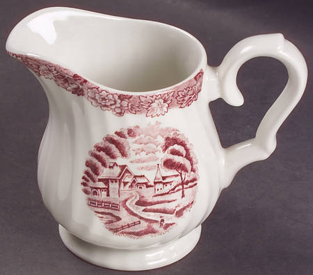 English Scenery Pink (Black Backstamp, Scallop) Creamer