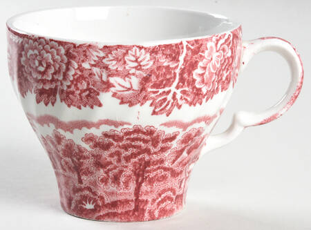 English Scenery Pink (Black Backstamp, Scallop) Flat Cup