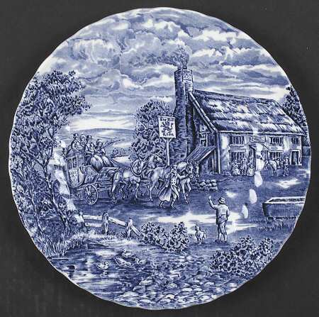 Post House Blue (Blue Backstamp, Scallop) Dinner Plate