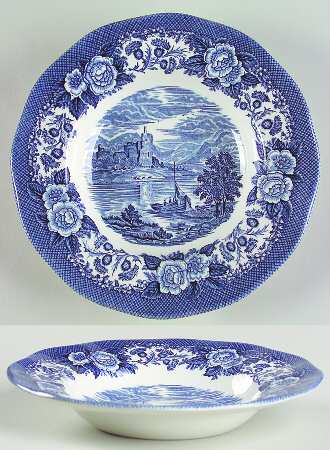 Scottish Lochs Blue Large Rim Soup Bowl