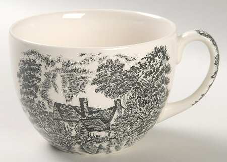 Romantic England Black Flat Cup