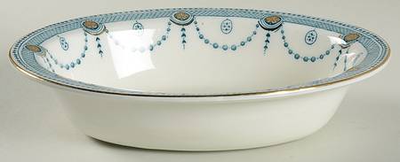 Venice Aqua Gold Trim 8" Oval Vegetable Bowl