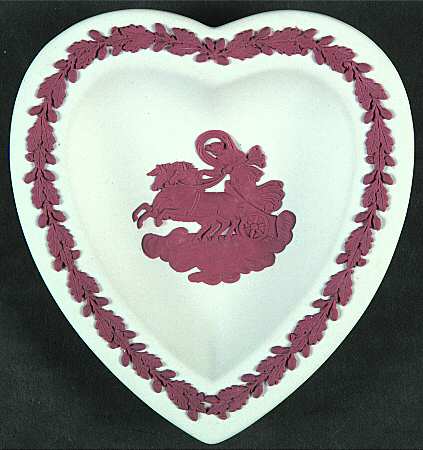 Terra Cotta on Cream Color Jasperware Small Heart Shape Ashtray by Wedgwood