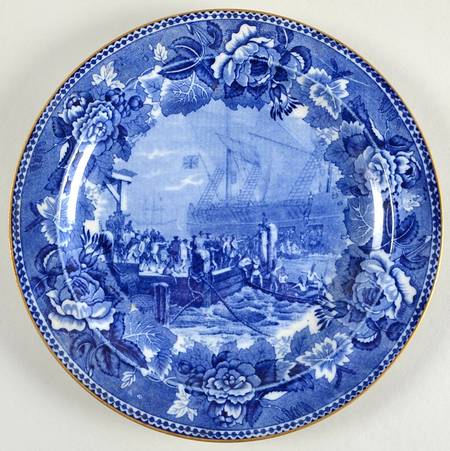 Boston Scenes Blue (Gold Trim) Luncheon Plate