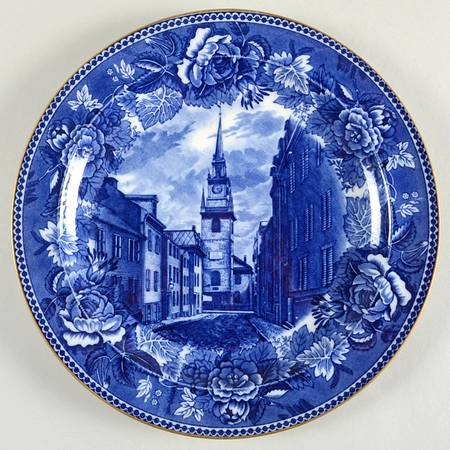 Boston Scenes Blue (Gold Trim) Luncheon Plate