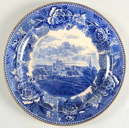 Boston Scenes Blue (Gold Trim) Luncheon Plate