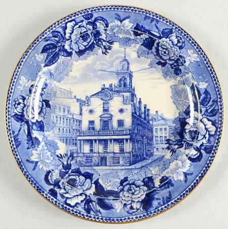Boston Scenes Blue (Gold Trim) Luncheon Plate