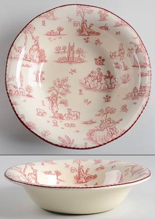 Toille De Joile Pink (Scallop) 9" Round Vegetable Bowl
