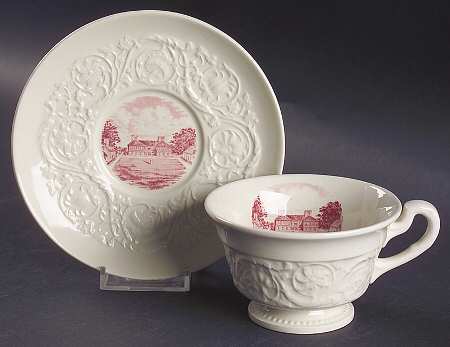 Stratford Hall Pink (Virginia) Footed Cup & Saucer Set