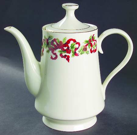 Christmas Ribbon Coffee Pot & Lid