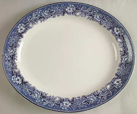 Highgrove (Blue Trim) 16" Oval Serving Platter