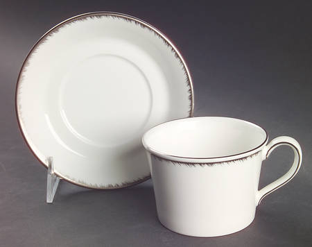 Platinum Plume Flat Cup & Saucer Set