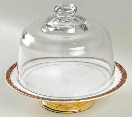 Trapani 6 1/2"-7 1/2" Footed Cheese Plate w/ Glass Dome HC