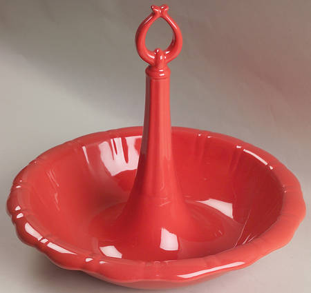 Coral Zinger Ceramic Center Handle Snack Bowl