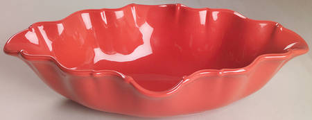 Coral Zinger Large Oval Fluted Bowl
