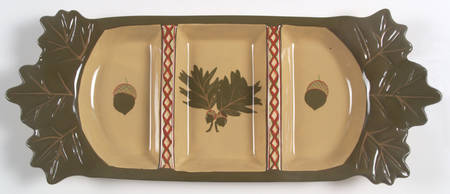 Oak Leaf & Acorn 3 Part Rectangular Divided Server