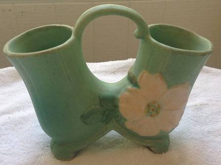 Wild Rose Green Double Bud Vase