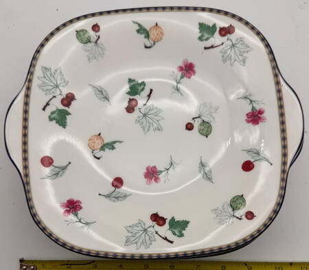 Fruit Symphony Square Handled Cake Plate